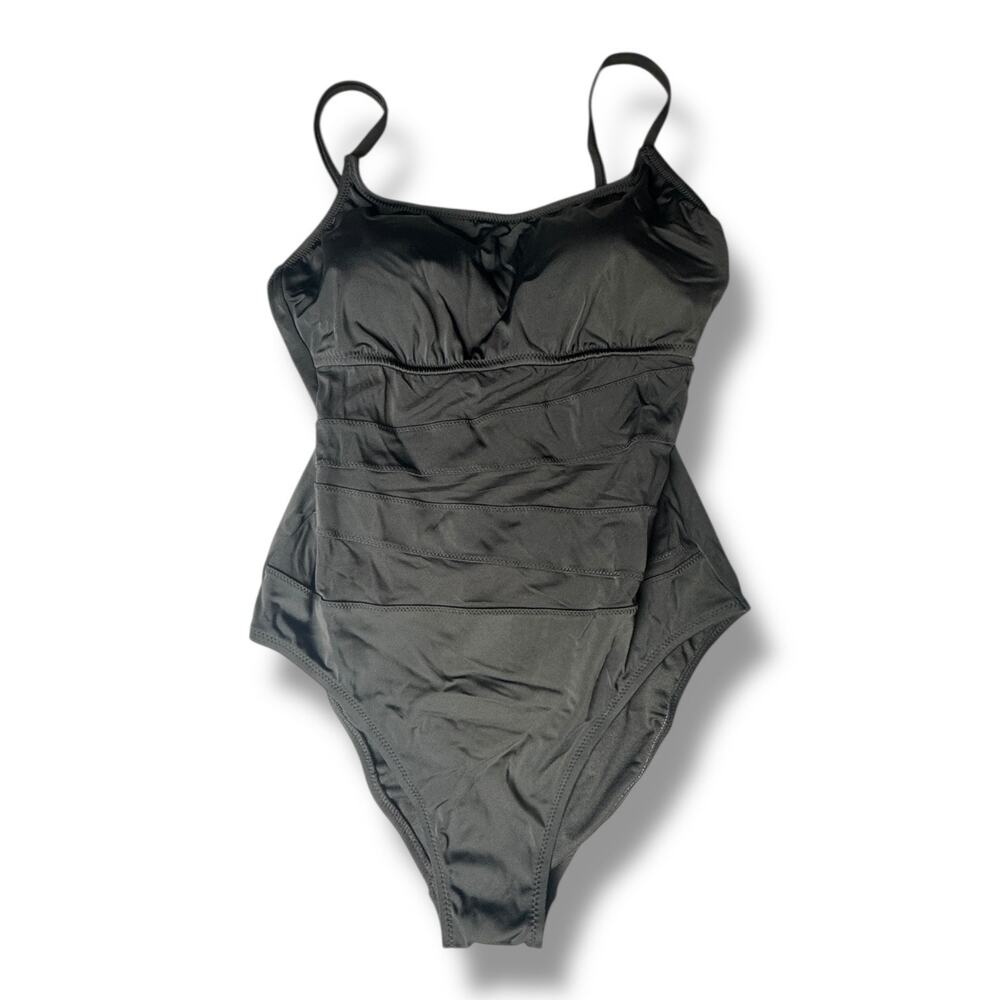 Women's Mesh Scoop Neck One Piece Swimsuit - Shade & Shore™ Black L